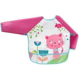 Babador com Mangas e Bolso Pega Cata Migalhas Bebe Rosa