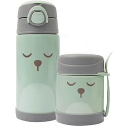 Kit Introdução Alimentar Garrafa e Pote Térmico Buba Inox Gumy Verde Viagens Passeios