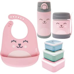 Kit Introdução Alimentar Gumy Buba Rosa Babador Potes Garraf