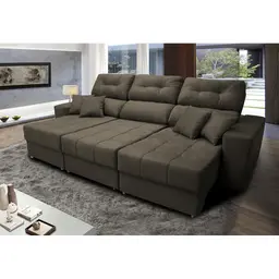 Sofá Retrátil e Reclinável Cama inBox Diamond 2,52m Tecido Suede Velusoft Café