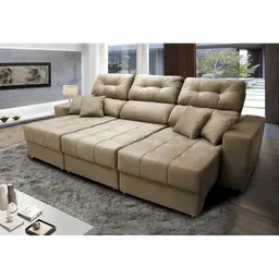 Sofá Retrátil e Reclinável Cama inBox Diamond 2,72m Tecido Suede Velusoft Castor