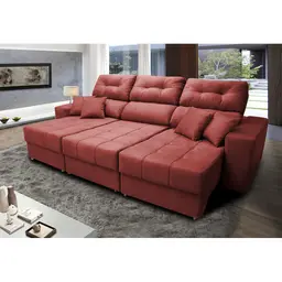 Sofá Retrátil e Reclinável Cama inBox Diamond 2,72m Tecido Suede Velusoft Vermelho