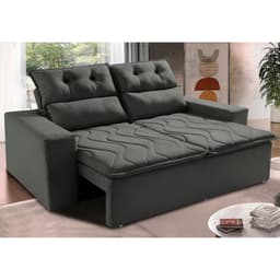 Sofá 3 Lugares Retrátil e Reclinável 1,80m Cama inBox Smal com bordado pantográfico Suede Cinza