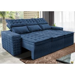 Sofá 3 Lugares Retrátil e Reclinável Cama inBox Senses 2,00m Velusoft Azul