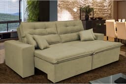 Sofá Cairo 2,32m Retrátil, Reclinável com 4 Almofadas Tecido Suede Castor - Cama InBox