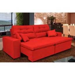 Sofá Cairo 2,72m Retrátil, Reclinável com 4 Almofadas Tecido Suede Vermelho - Cama InBox