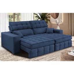 Sofá Retrátil e Reclinável 1,80m Molas Ensacadas e Costura Tripla Cama inBox Nobre Suede Azul