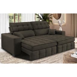 Sofá Retrátil e Reclinável 2,00m Molas Ensacadas e Costura Tripla Cama inBox Nobre Suede Café