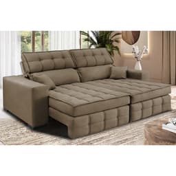 Sofá Retrátil e Reclinável 2,00m Molas Ensacadas e Costura Tripla Cama inBox Nobre Suede Castor
