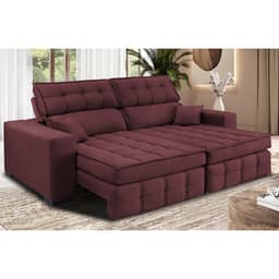 Sofá Retrátil e Reclinável 2,00m Molas Ensacadas e Costura Tripla Cama inBox Nobre Suede Vinho