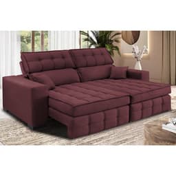 Sofá Retrátil e Reclinável 2,20m Molas Ensacadas e Costura Tripla Cama inBox Nobre Suede Vinho