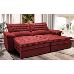 Sofá Retrátil e Reclinável 2,32m Molas Ensacadas Cama inBox Alemanha Viscoelástico Velusoft Vermelho