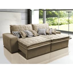 Sofá Retrátil e Reclinável 2,32m com Molas Ensacadas Cama Inbox Supreme Tecido Suede Velusoft Castor