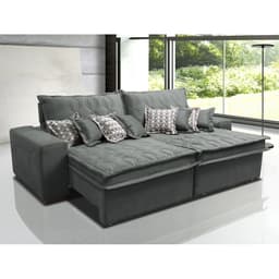 Sofá Retrátil e Reclinável 2,32m com Molas Ensacadas Cama Inbox Supreme Tecido Suede Velusoft Cinza