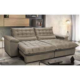 Sofá Retrátil e Reclinável 2,32m com Molas Ensacadas Cama inBox Aconchego Tecido Suede Castor