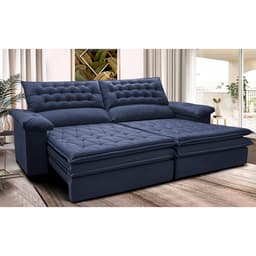 Sofá Retrátil e Reclinável 2,52m Molas Ensacadas Cama inBox Alemanha de Viscoelástico Velusoft Azul