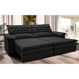 Sofá Retrátil e Reclinável 2,52m Molas Ensacadas Cama inBox Alemanha de Viscoelástico Velusoft Preto