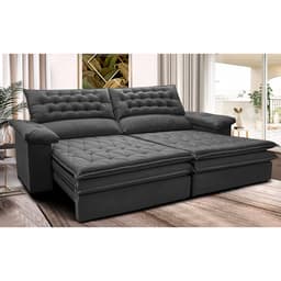 Sofá Retrátil e Reclinável 2,72m Molas Ensacadas Cama inBox Alemanha com Espuma Viscoelástico Velusoft Cinza