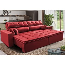 Sofá Retrátil e Reclinável 3,12m Luxos Cama inBox Velusoft Vermelho