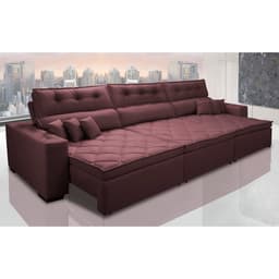 Sofá Retrátil e Reclinável 3,52m Austin com Molas no Assento Tecido Suede Velusoft Vinho