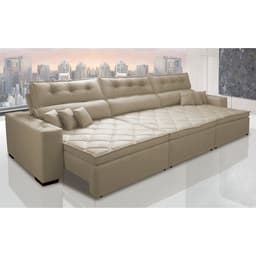 Sofá Retrátil e Reclinável 3,82m Austin com Molas no Assento Tecido Suede Velusoft Bege