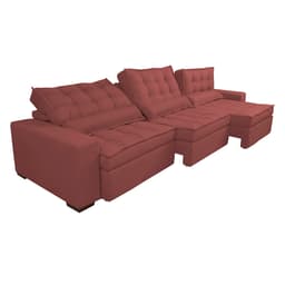 Sofá Retrátil e Reclinável 4,12m com Molas Ensacadas Cama Inbox Gold Tecido Suede Velusoft Vermelho