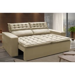 Sofá Retrátil e Reclinável Cama inBox Slim 1,50m Tecido Suede Velusoft Bege