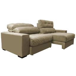 Sofá Retrátil e Reclinável com Molas Ensacadas Cama inBox Master 2,12m Tecido Suede Bege