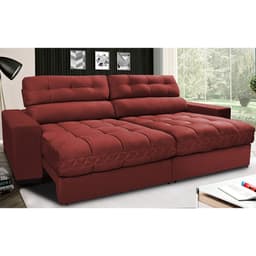 Sofá Retrátil e Reclinável com Molas Ensacadas Cama inBox Master 2,32m Tecido Suede Vermelho
