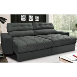 Sofá Retrátil e Reclinável com Molas Ensacadas Cama inBox Master 2,72m Tecido Suede Cinza
