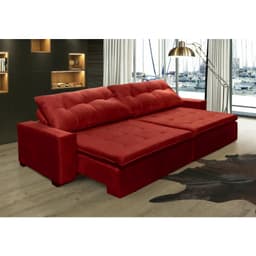 Sofá Retrátil e Reclinavel Oklahoma 2,02 Mts Com Molas e Pillow no Assento Tecido Suede Vermelho - Cama InBox