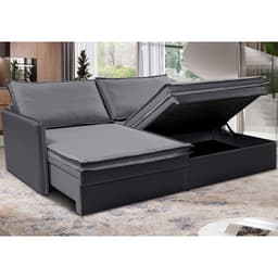 Sofá Sem Caixa Retrátil Baú 1,75m Lounge Linho Cinza Escuro Cama inBox