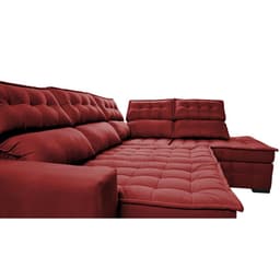 Sofá de Canto Direito 2,65x2,30m Retrátil e Reclinável com Molas Ensacadas Cama inBox Nobre Vermelho