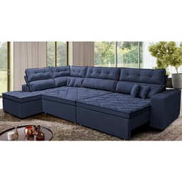 Sofá de Canto Retrátil e Reclinável Esquerdo 3,00x2,36m Molas Cama inBox Espanha Velusoft Azul