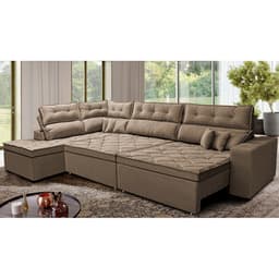 Sofá de Canto Retrátil e Reclinável Esquerdo 3,00x2,36m Molas Cama inBox Espanha Velusoft Castor