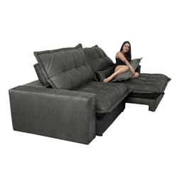 Sofa Retrátil e Reclinável 2,12m com Molas Ensacadas Cama inBox Soft Tecido Suede Cinza