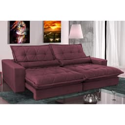 Sofa Retrátil e Reclinável 2,12m com Molas Ensacadas Cama inBox Soft Tecido Suede Vinho