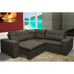 Sofa de Canto Retrátil e Reclinável com Molas Cama inBox Oklahoma 2,70m x 2,70m Suede Velusoft Café