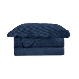 Colcha King Velvet Neo com 2 Fronhas Azul Marinho