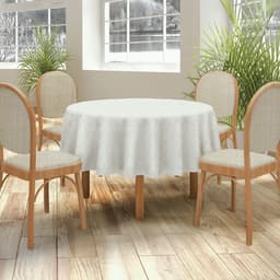 Toalha De Mesa Jacquard Neo Classico Arabesco 160 Redonda Bege Camesa