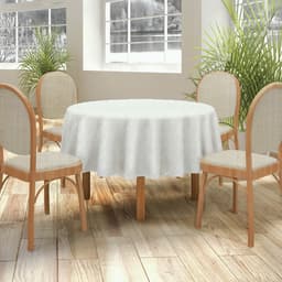 Toalha De Mesa Jacquard Neo Classico Arabesco 160 Redonda Branco Camesa