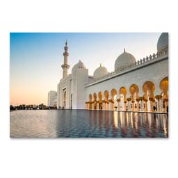 Quadro Decorativo Cidade Abu Dahbi Mesquita Sheikh Zayed, Tela em Canvas na Horizontal ideal para ambiente de Sala de estar, jantar, reuniões, Quarto e Hall de entrada (100x70 Cm)