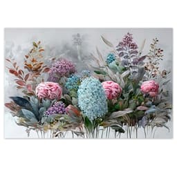 Quadro Decorativo Floral Pintura, Tela em Canvas na Horizontal ideal para ambiente de Sala de estar, jantar, reuniões, Quarto e Hall de entrada