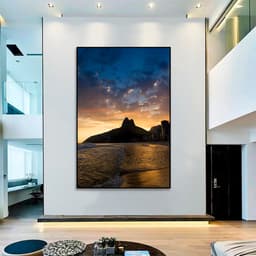 Quadro Decorativo Paisagem Praia de Ipanema, Tela em Canvas na Vertical ideal para ambiente de Sala de estar, jantar, reuniões, Quarto e Hall de entrada