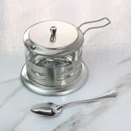 Açucareiro de vidro inox tampa colher cozinha gourmet café chá com tampa e colher