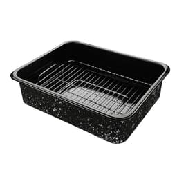 Assadeira Preta Esmaltada com Grelha Retangular Funda 10 Litros