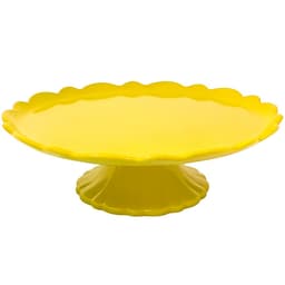 Boleira, Prato para Bolo, Ceramica com Pé, Ceraflame Amarela