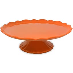 Boleira, Prato para Bolo, Ceramica com Pé, Ceraflame Laranja