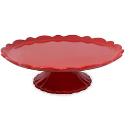 Boleira, Prato para Bolo, Ceramica com Pé, Ceraflame Vermelha