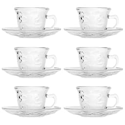 Conjunto Jogo de Xícaras 12 Peças 170ml em Vidro - Chá & Café - Rose Design